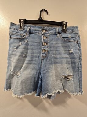 Royalty For Me Light Blue Distressed Jean Shorts